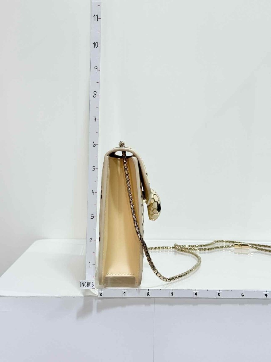 Pre - loved BVLGARI Serpenti Beige Laser Cut Crossbody at Reems Closet