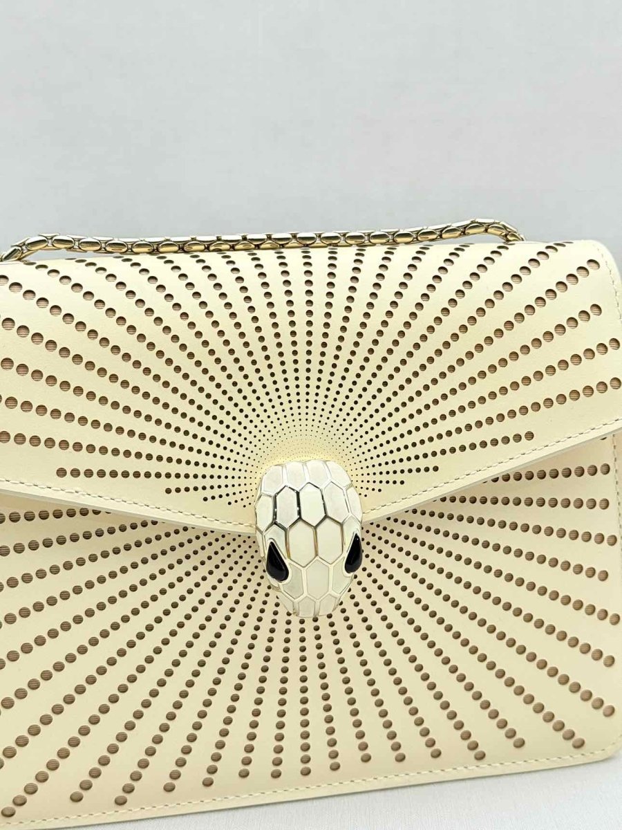 Pre - loved BVLGARI Serpenti Beige Laser Cut Crossbody at Reems Closet