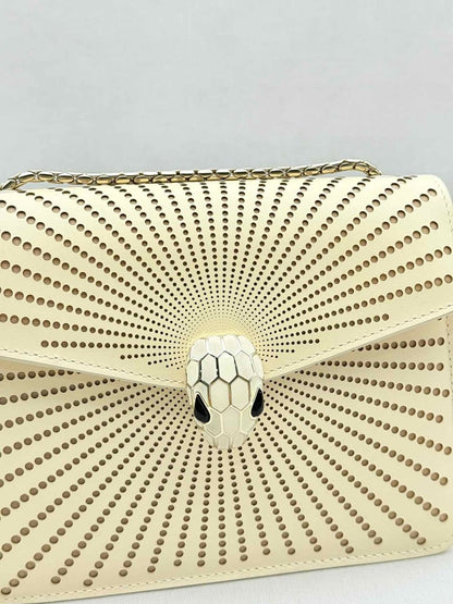 Pre - loved BVLGARI Serpenti Beige Laser Cut Crossbody at Reems Closet