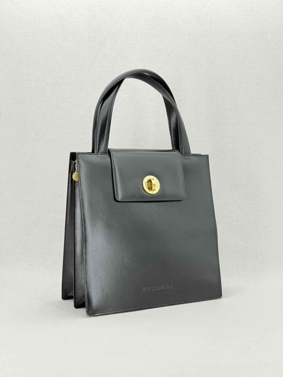 Pre - loved BVLGARI Vintage Black Top Handle at Reems Closet