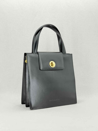 Pre - loved BVLGARI Vintage Black Top Handle at Reems Closet