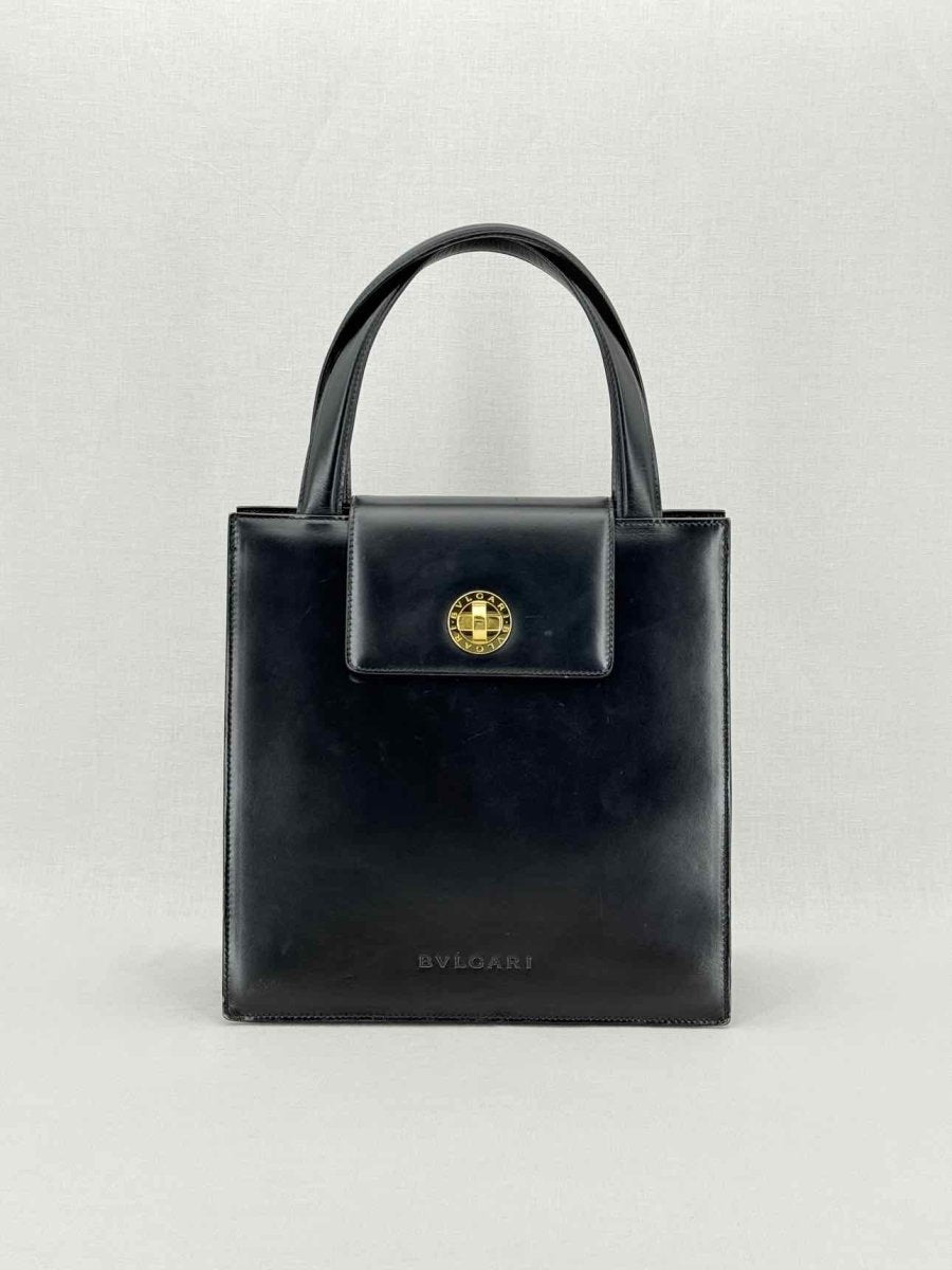 Pre - loved BVLGARI Vintage Black Top Handle at Reems Closet