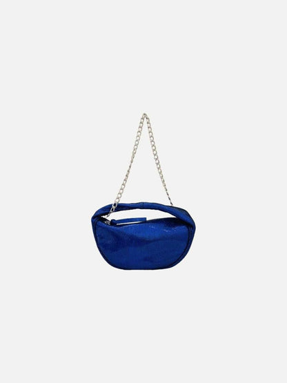 Pre - loved BY FAR Baby Cush Royal Blue Foil Print Shoulder Bag at Reems Closet