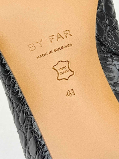 Pre - loved BY FAR Este Black Croc Embossed Size EU 41 Ankle Boots at Reems Closet