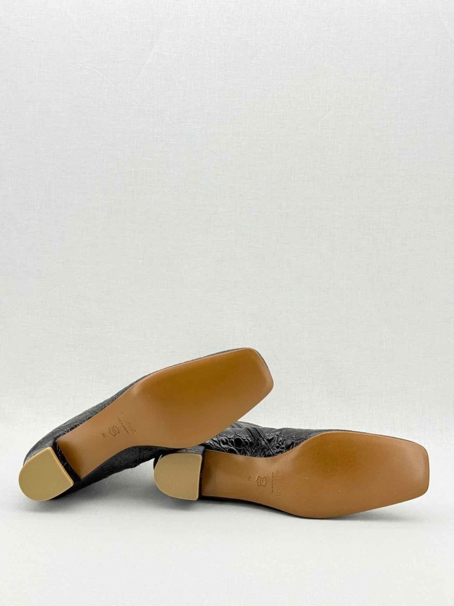 Pre - loved BY FAR Este Black Croc Embossed Size EU 41 Ankle Boots at Reems Closet