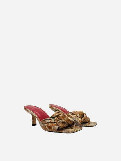 Pre - loved BY FAR Lana Brown Multicolor Snakeskin Print Mules at Reems Closet