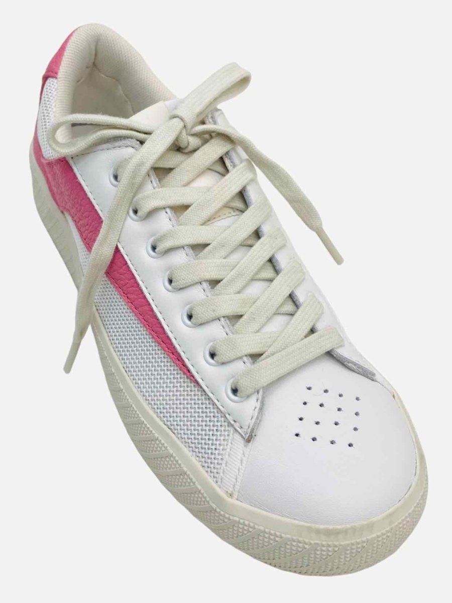 Pre - loved BY FAR Low Top White & Pink Sneakers at Reems Closet