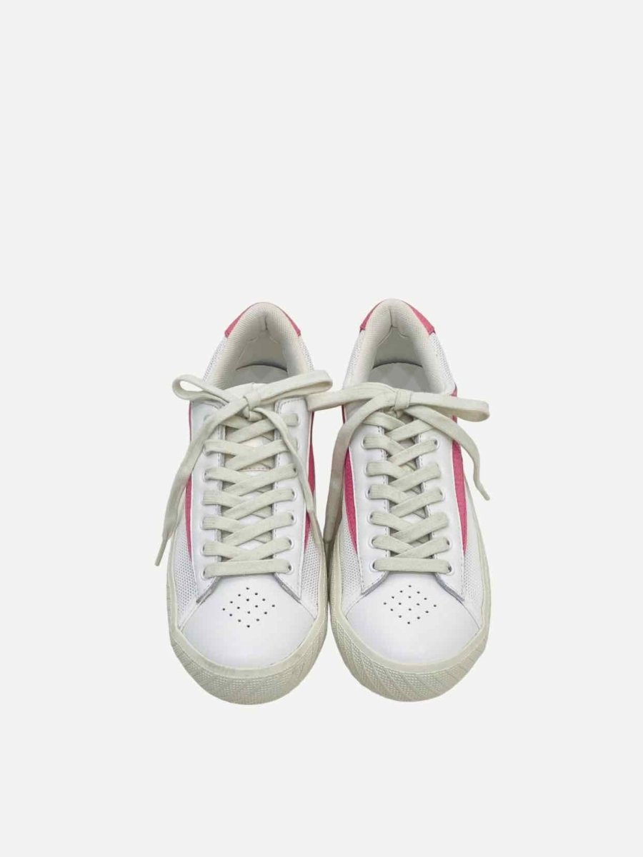 Pre - loved BY FAR Low Top White & Pink Sneakers at Reems Closet