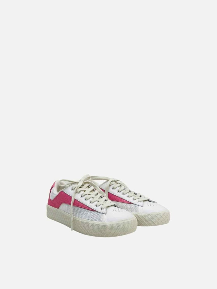 Pre - loved BY FAR Low Top White & Pink Sneakers at Reems Closet