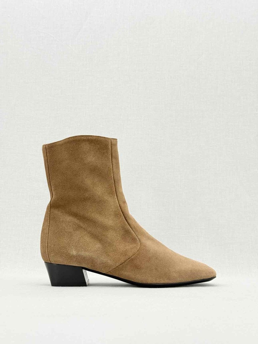 Pre - loved BY FAR Siggy Stretch Brown Size EU 37 Ankle Boots at Reems Closet