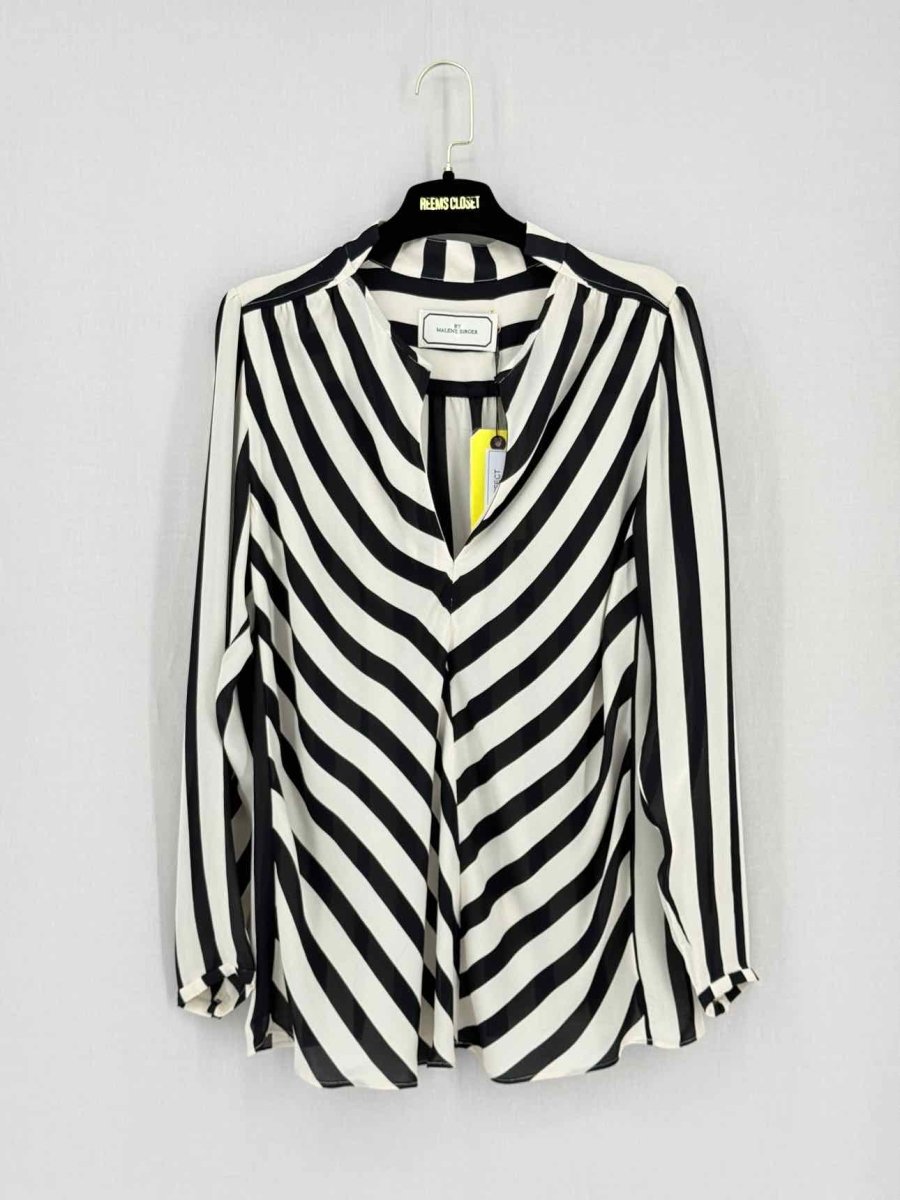 Pre-loved BY MALENE BIRGER Black & Beige Striped Size US 2 Blouse at Reems Closet
