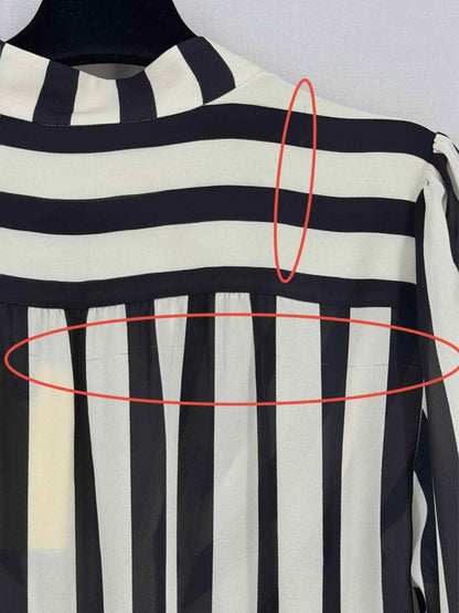 Pre-loved BY MALENE BIRGER Black & Beige Striped Size US 2 Blouse at Reems Closet