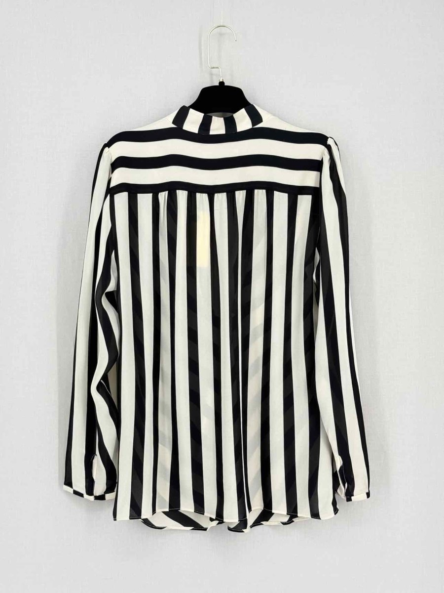 Pre-loved BY MALENE BIRGER Black & Beige Striped Size US 2 Blouse at Reems Closet