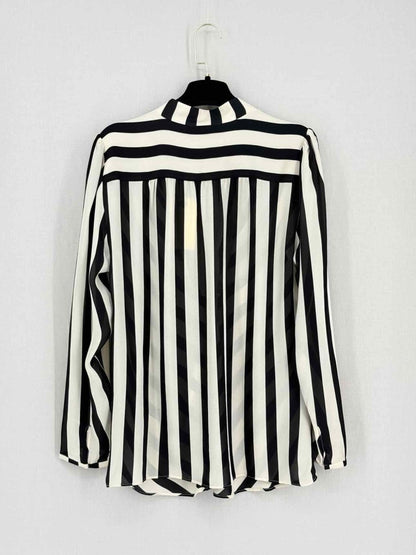 Pre-loved BY MALENE BIRGER Black & Beige Striped Size US 2 Blouse at Reems Closet