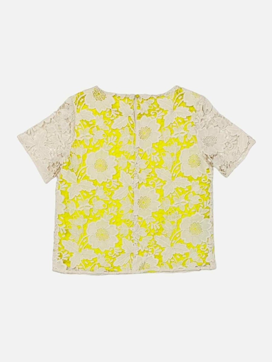 Pre - loved BY MALENE BIRGER Yellow & White Embroidered Top at Reems Closet