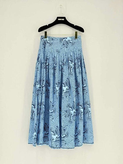Pre - loved BY MARY Lou Blue & Black Printed Size Small Long Skirt at Reems Closet