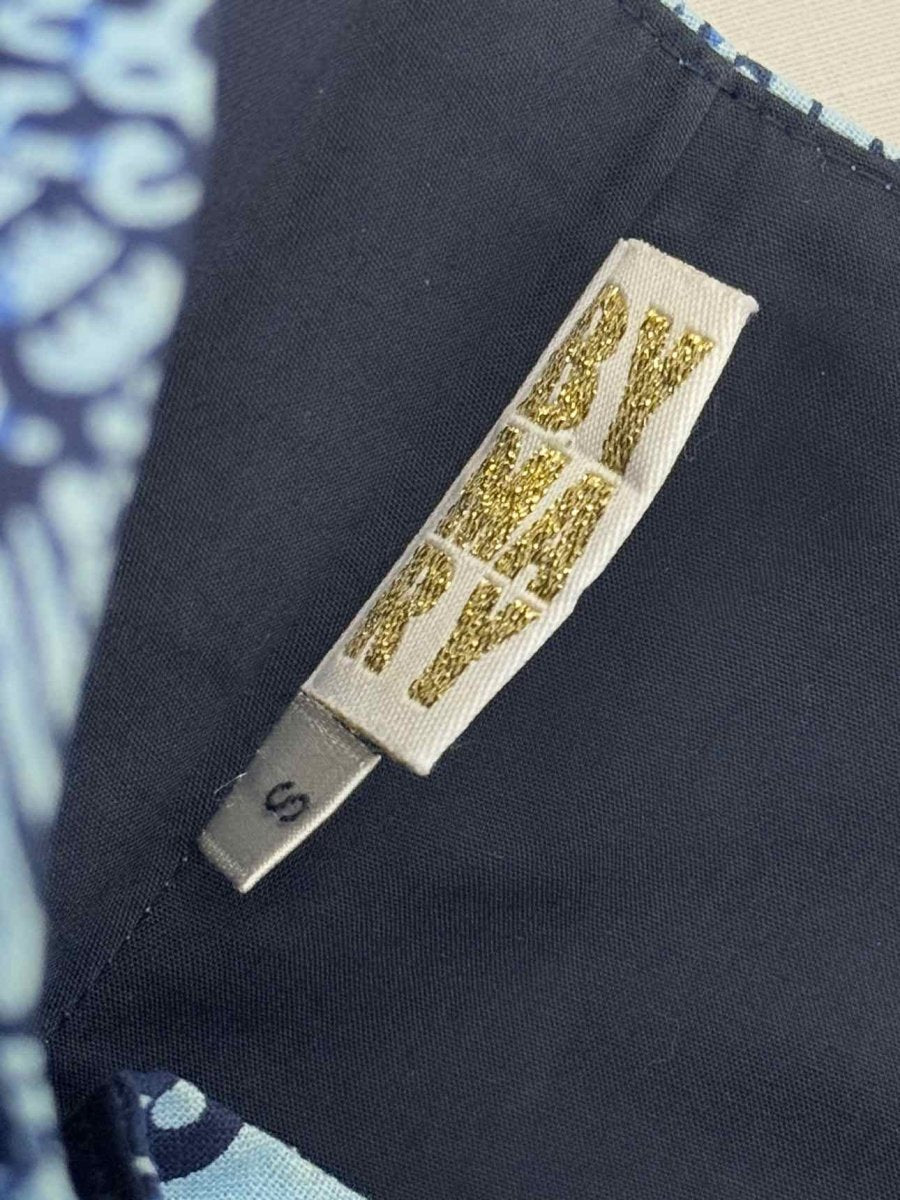 Pre - loved BY MARY Lou Blue & Black Printed Size Small Long Skirt at Reems Closet