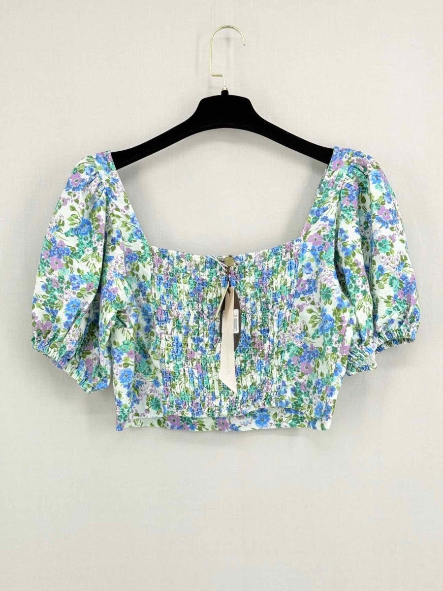 Pre - loved BY TIMO Green Multicolor Floral Print Size Medium Top at Reems Closet