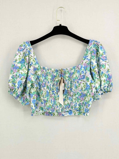 Pre - loved BY TIMO Green Multicolor Floral Print Size Medium Top at Reems Closet