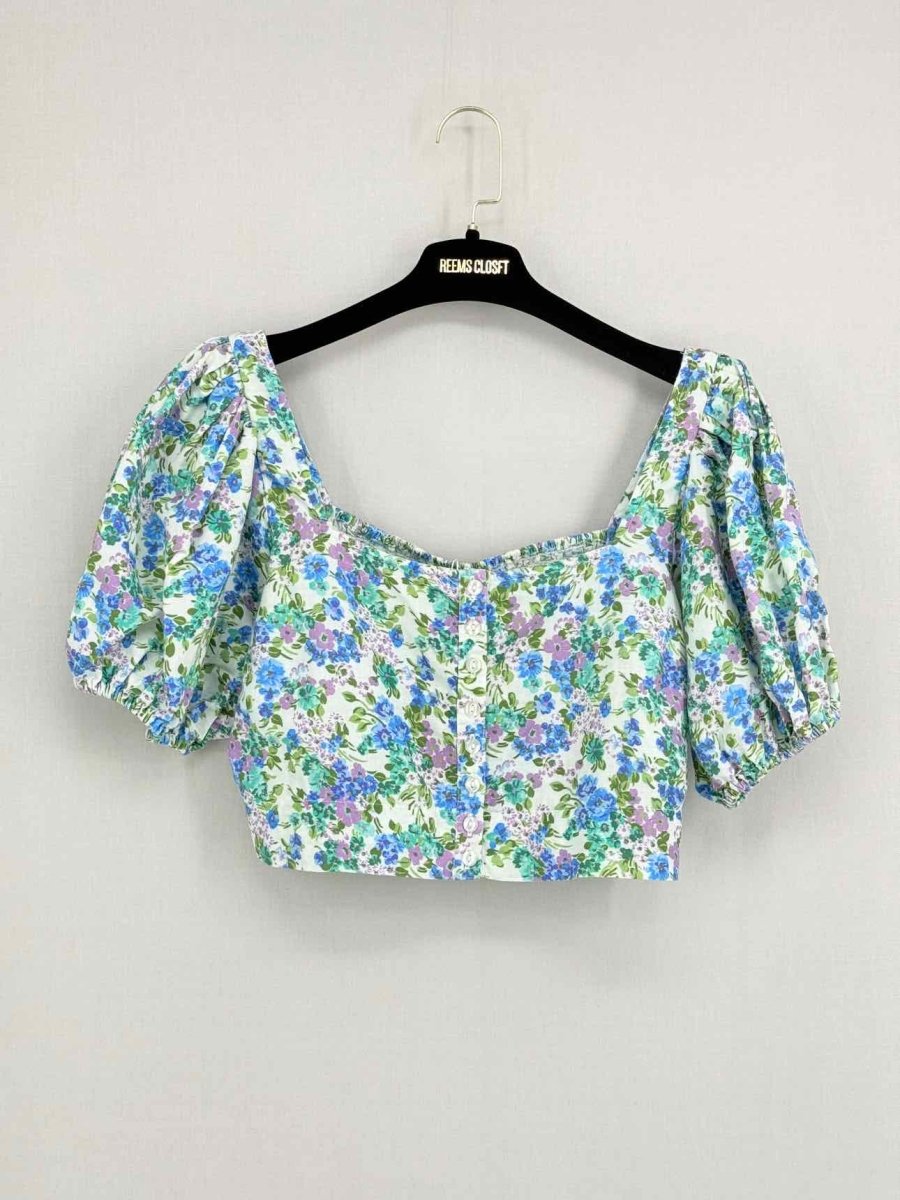 Pre - loved BY TIMO Green Multicolor Floral Print Size Medium Top at Reems Closet