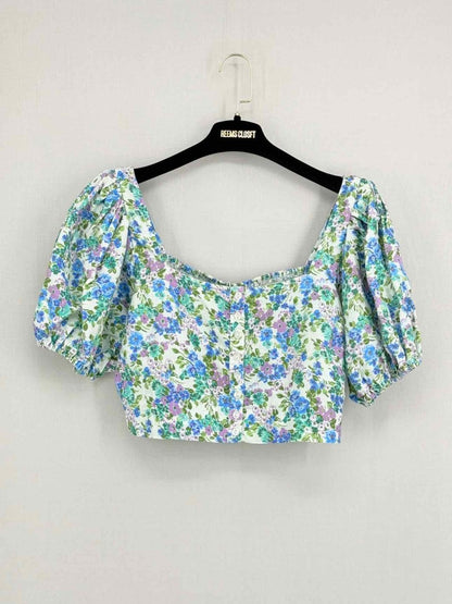 Pre - loved BY TIMO Green Multicolor Floral Print Size Medium Top at Reems Closet