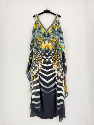 Pre - loved CAMILLA Black Multicolor Printed Size XSmall Long Dress at Reems Closet