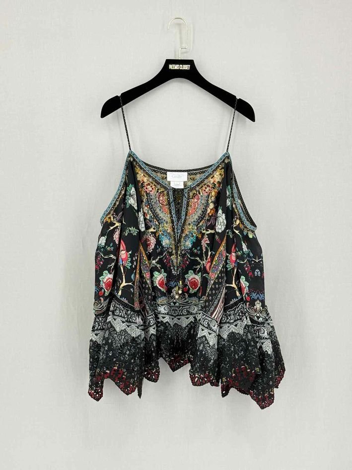 Pre-loved CAMILLA Black Multicolor Size Large Top at Reems Closet
