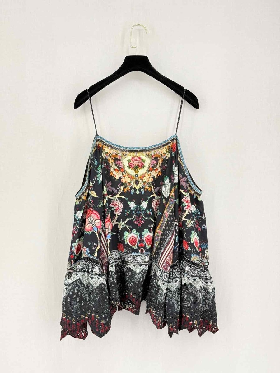 Pre-loved CAMILLA Black Multicolor Size Large Top at Reems Closet