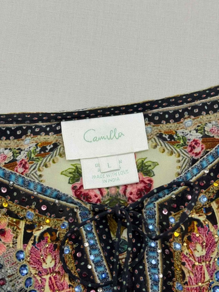 Pre-loved CAMILLA Black Multicolor Size Large Top at Reems Closet