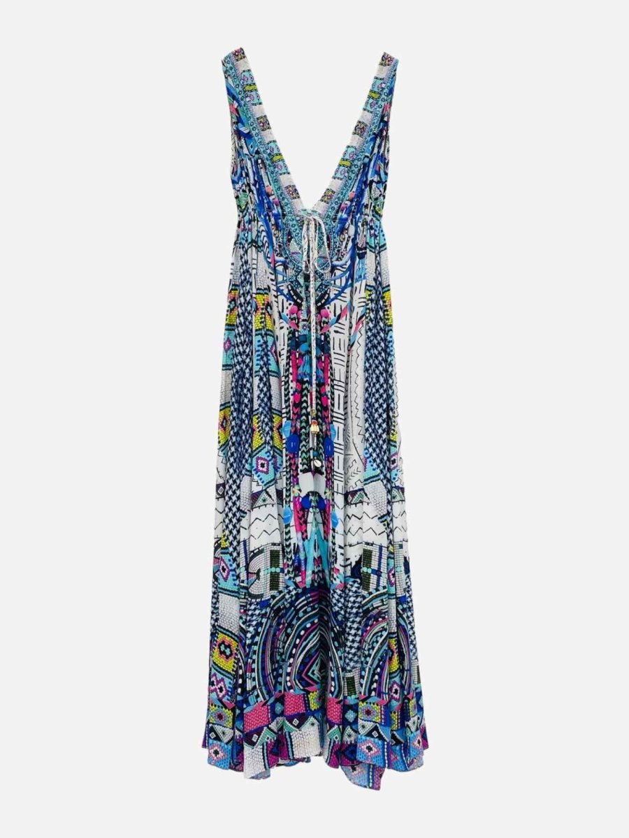 Pre - loved CAMILLA Blue Multicolor Printed Midi Dress at Reems Closet