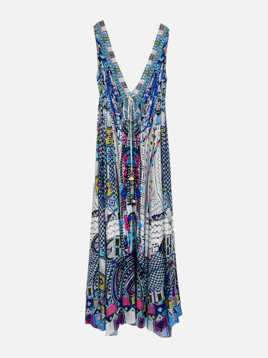 Pre - loved CAMILLA Blue Multicolor Printed Midi Dress at Reems Closet