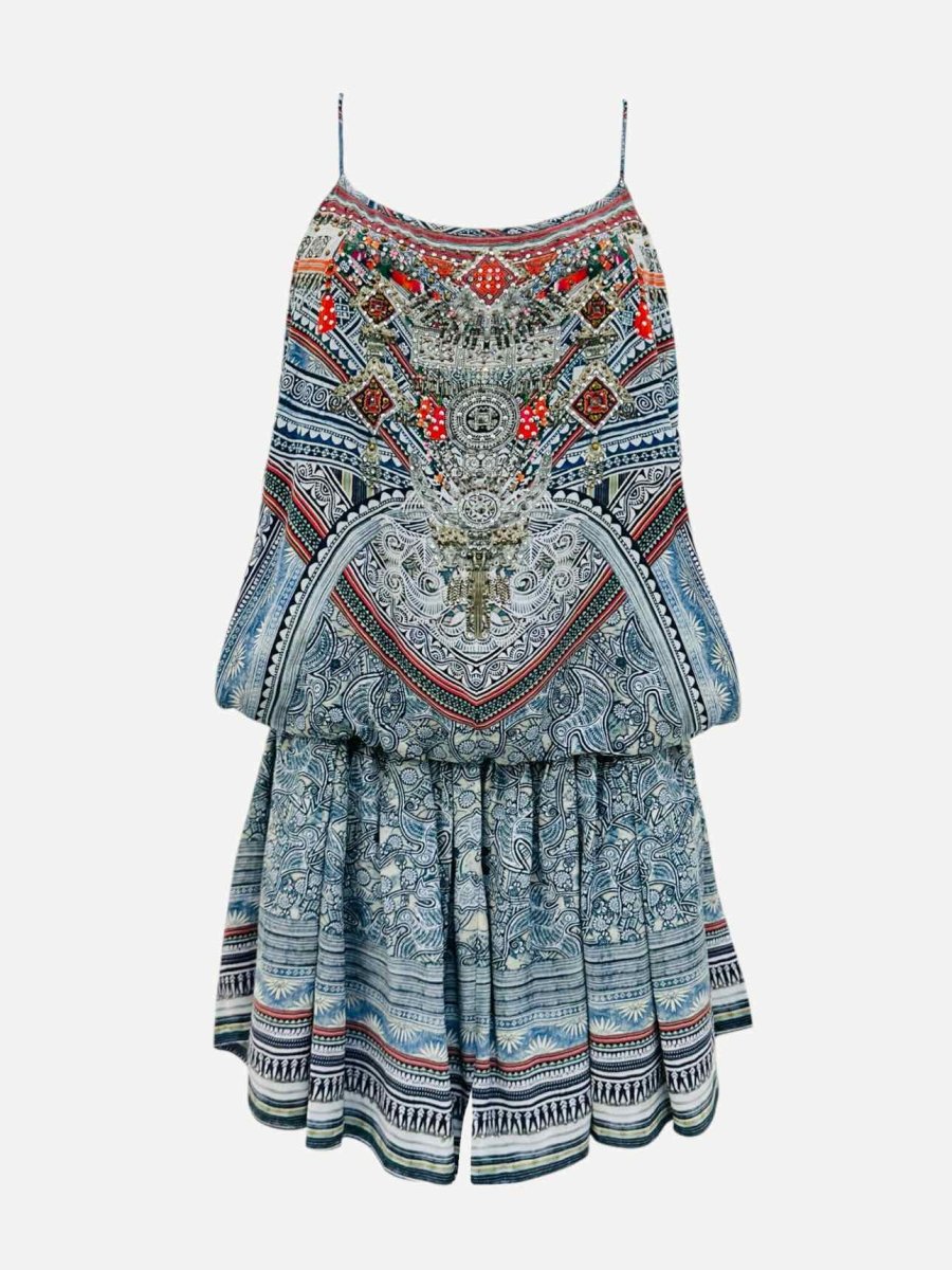 Pre - loved CAMILLA Blue Multicolor Printed Playsuit at Reems Closet