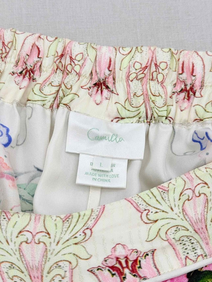 Pre - loved CAMILLA Boheme White Multicolor Floral Size Large Pants at Reems Closet