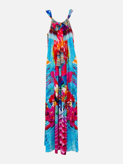 Pre - loved CAMILLA Drawstring Blue Multicolor Printed Long Dress at Reems Closet