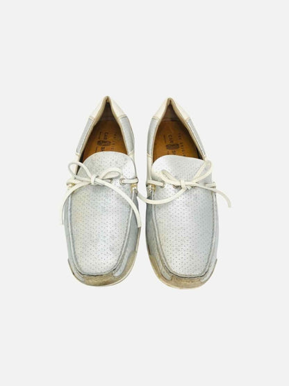 Pre - loved CAR SHOE Driving White & Silver Loafers 8.5 at Reems Closet