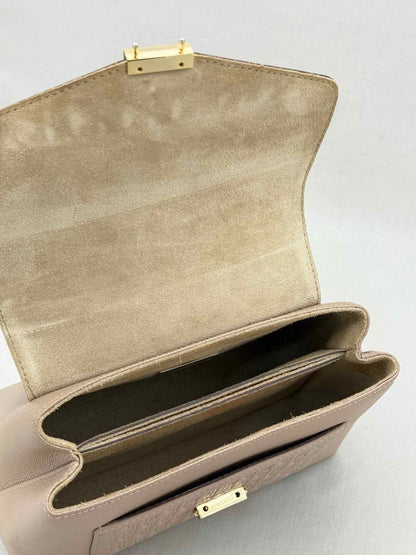 Pre - loved CAROLINA HERRERA Beige & Brown Monogram Top Handle at Reems Closet