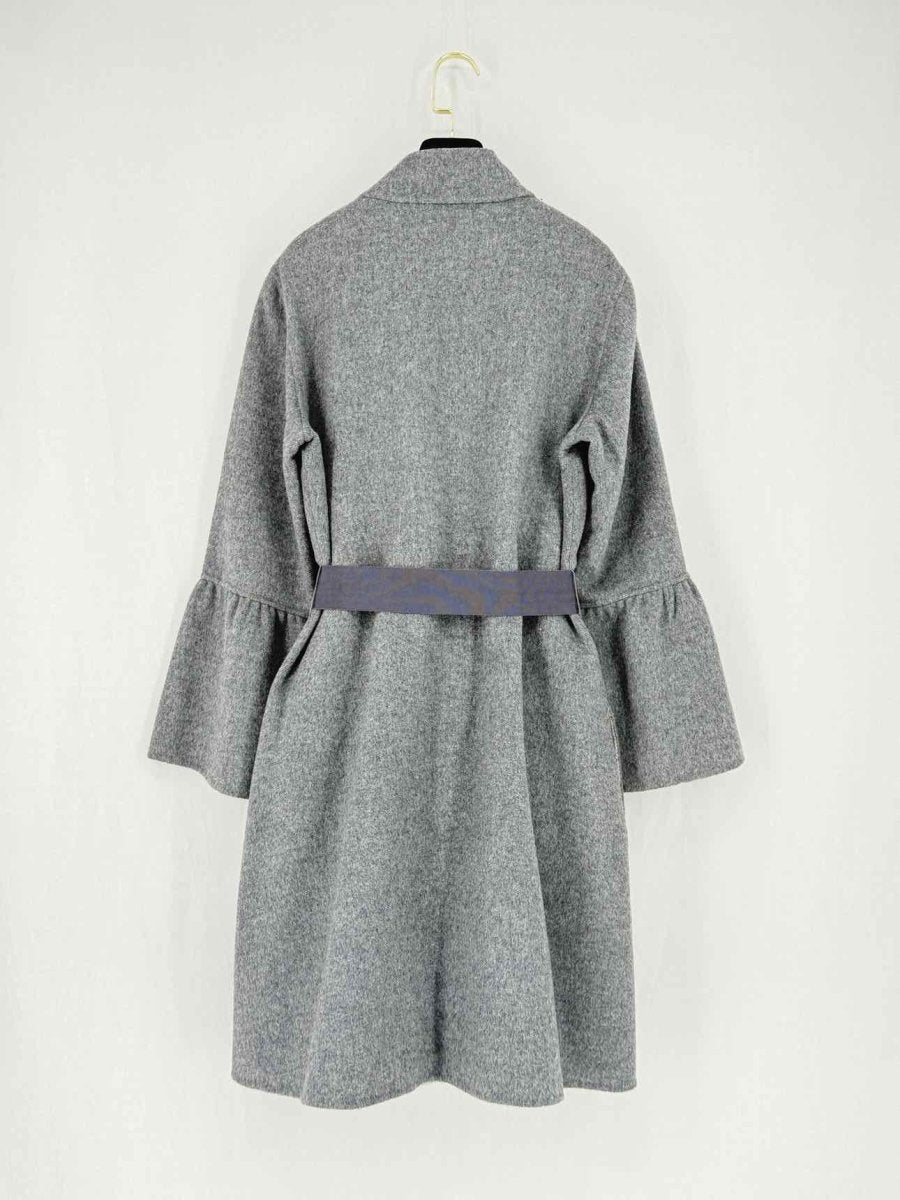 Pre - loved CAROLINA HERRERA Belted Grey Size US 12 Coat at Reems Closet