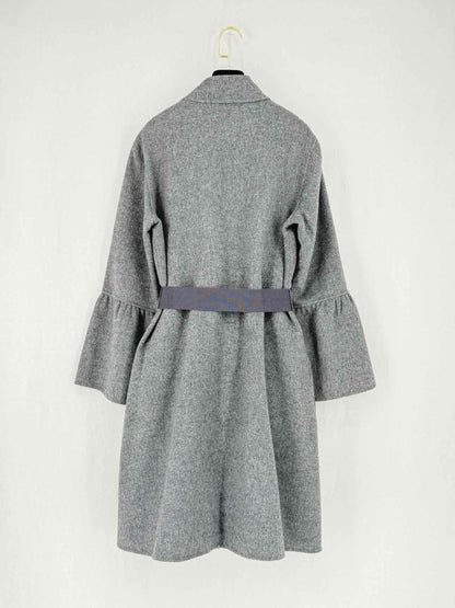 Pre - loved CAROLINA HERRERA Belted Grey Size US 12 Coat at Reems Closet