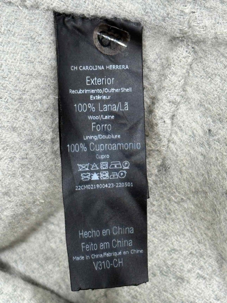 Pre - loved CAROLINA HERRERA Belted Grey Size US 12 Coat at Reems Closet