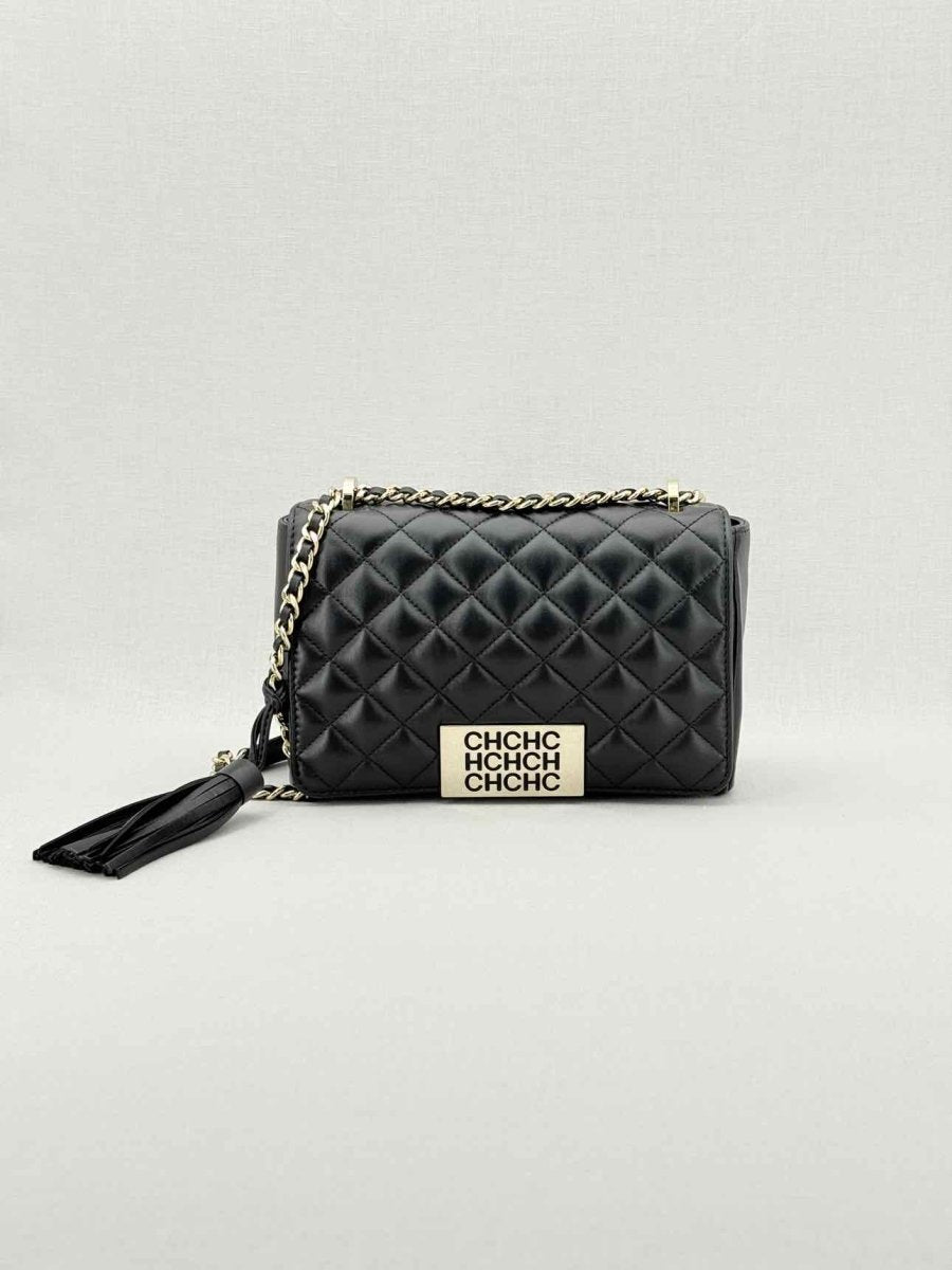 Pre - loved CAROLINA HERRERA Black Quilted Shoulder Bag at Reems Closet