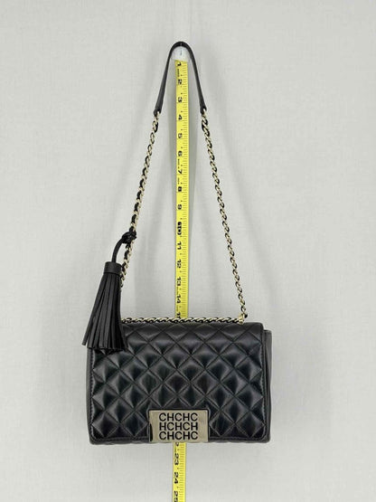Pre - loved CAROLINA HERRERA Black Quilted Shoulder Bag at Reems Closet
