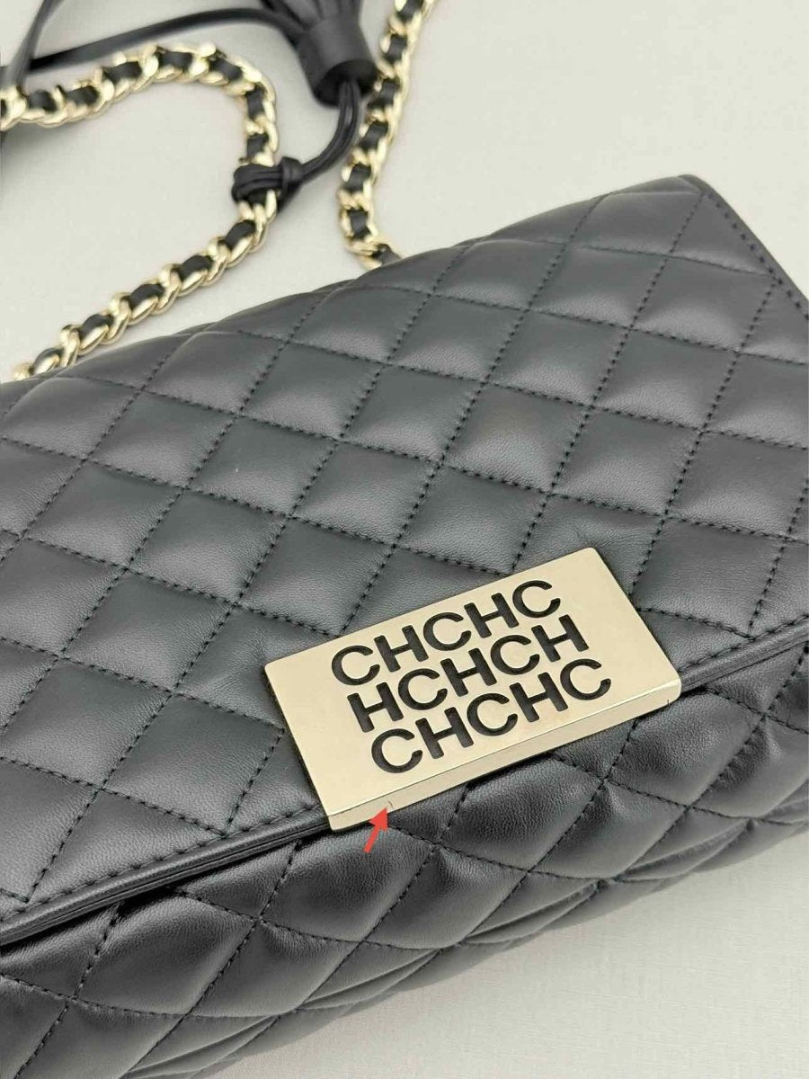 Pre - loved CAROLINA HERRERA Black Quilted Shoulder Bag at Reems Closet