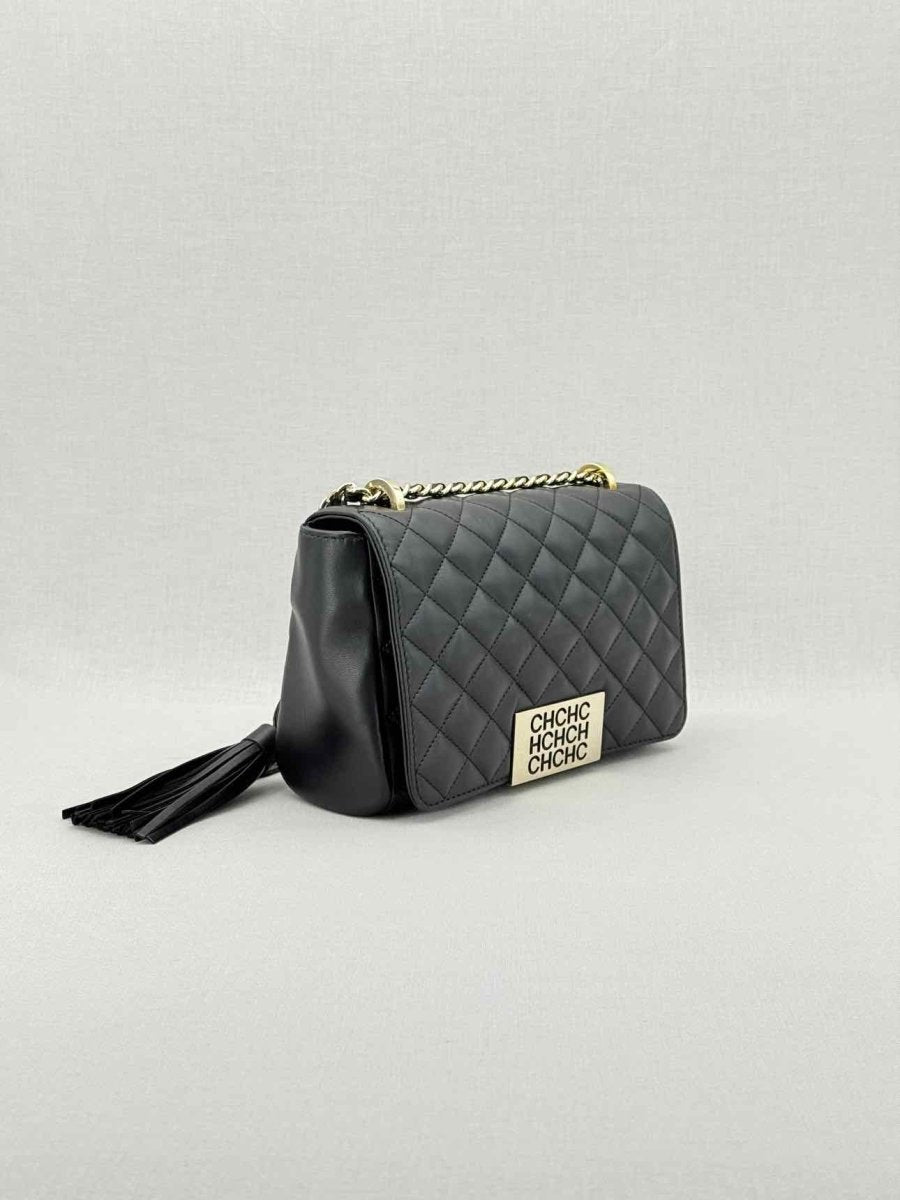 Pre - loved CAROLINA HERRERA Black Quilted Shoulder Bag at Reems Closet