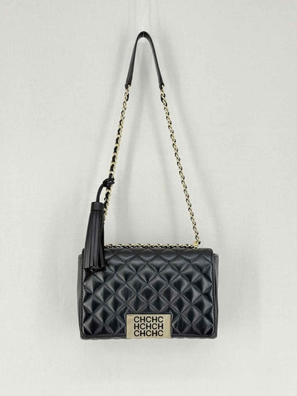 Pre - loved CAROLINA HERRERA Black Quilted Shoulder Bag at Reems Closet