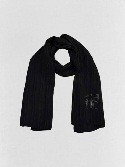 Pre - loved CAROLINA HERRERA Black Scarf at Reems Closet