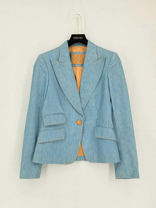 Pre-loved CAROLINA HERRERA Blue Size US 8 Jacket at Reems Closet