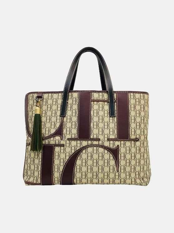 Pre - loved CAROLINA HERRERA CH Shopper Brown Monogram Tote Bag at Reems Closet