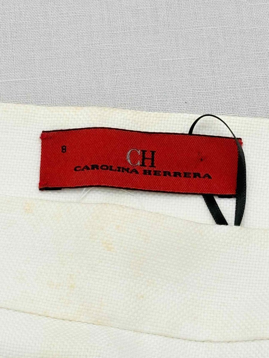 Pre - loved CAROLINA HERRERA Cream Size Large Knee Length Skirt at Reems Closet