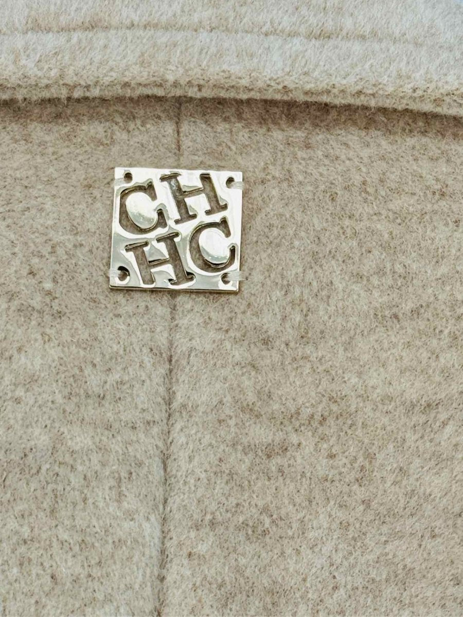 Pre - loved CAROLINA HERRERA Double Breasted Grey Size US 8 Coat at Reems Closet