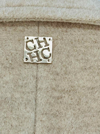 Pre - loved CAROLINA HERRERA Double Breasted Grey Size US 8 Coat at Reems Closet